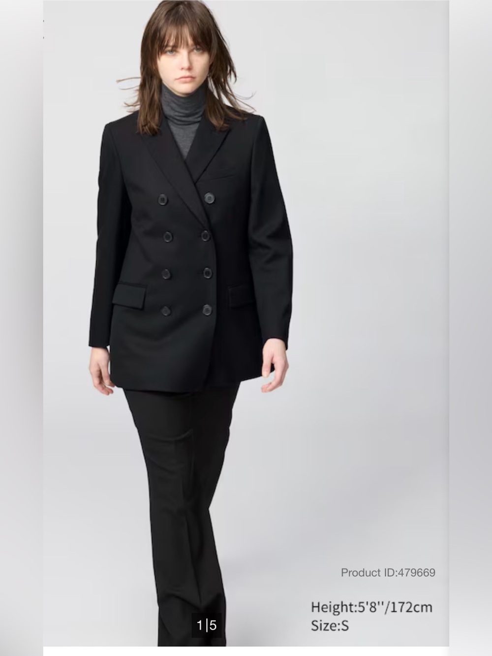 UNIQLO : C Double Breasted Tailored Jacket color black size medium